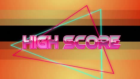 Animation-of-high-score-text-over-orange-lines-on-black-background