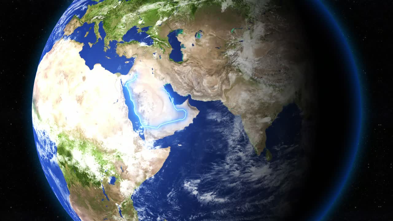 Planet Earth Highlight The Saudi Arabia Country In The Space. - graphics