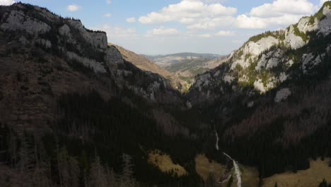 Aerial-footage-of-mountain-valley-in-Poland,-Zakopane-region