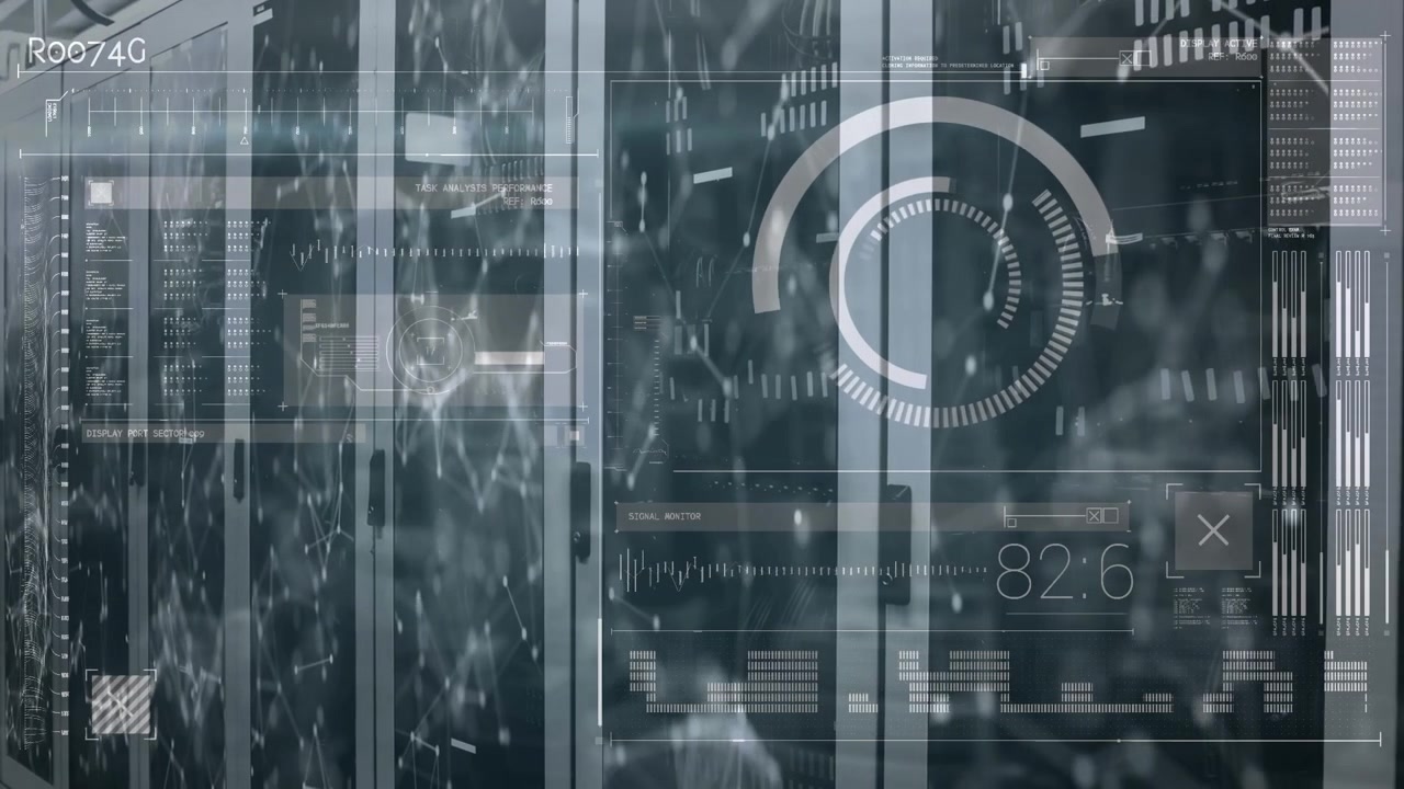 Animation of data processing over server room