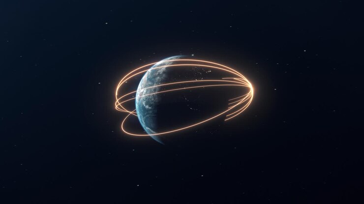 Orange Glowing Lines of Energy Forming Around Planet Earth