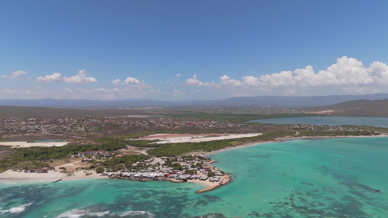 Wide angel aerial view of Hellshire with Portmore city in background