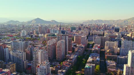 aerial view downtown santiago bulnes promenade with entel tower and la moneda palace