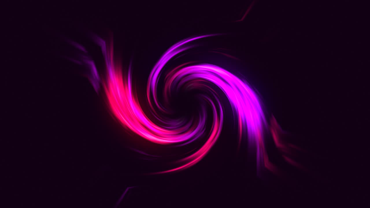 embudo de brillo de neón abstracto con rayos retorcidos coloridos líneas brillantes curvas en un fondo negro tornado energía túnel espacial vórtice forma efecto visual 4k rosa rojo