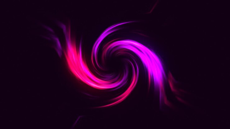 Abstract Neon glow funnel with colourful twisting rays curvy bright lines on a black background tornado energy space tunnel vortex shape visual effect 4K pink red