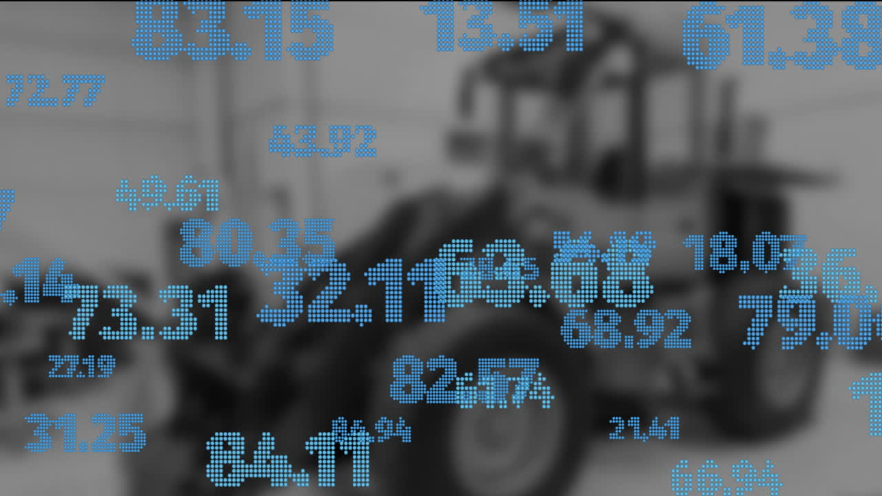공장 위의 금융 데이터 처리 애니메이션