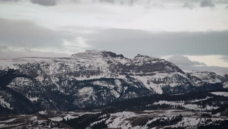 sleeping indian mountain time lapse with snowy hills and cloudy weather in wyoming teton national park prores 4k 30p
