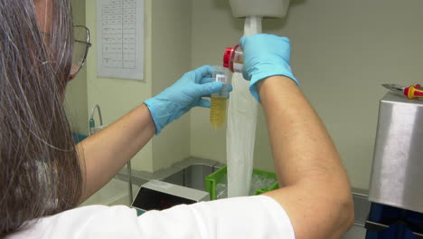 scientist handling biological sample in laboratory