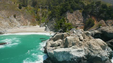 Aerial-View-of-McWay-Waterfall,-Highway-1-Northern-California