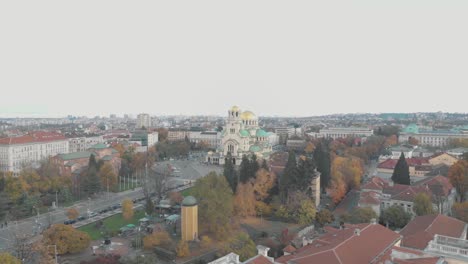 Catedral-San-Aleksandar-Nevski-En-Sofia,-Bulgaria---Vista-Aérea