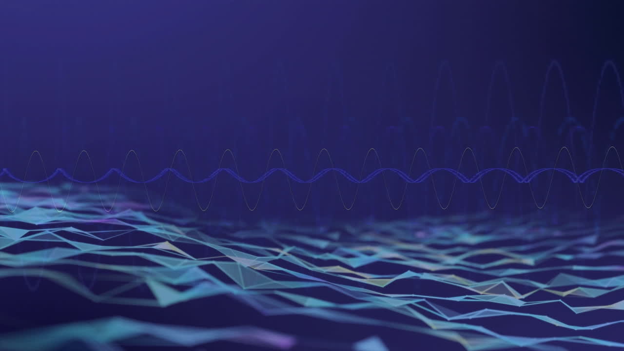 Animation of blue shapes moving on blue background
