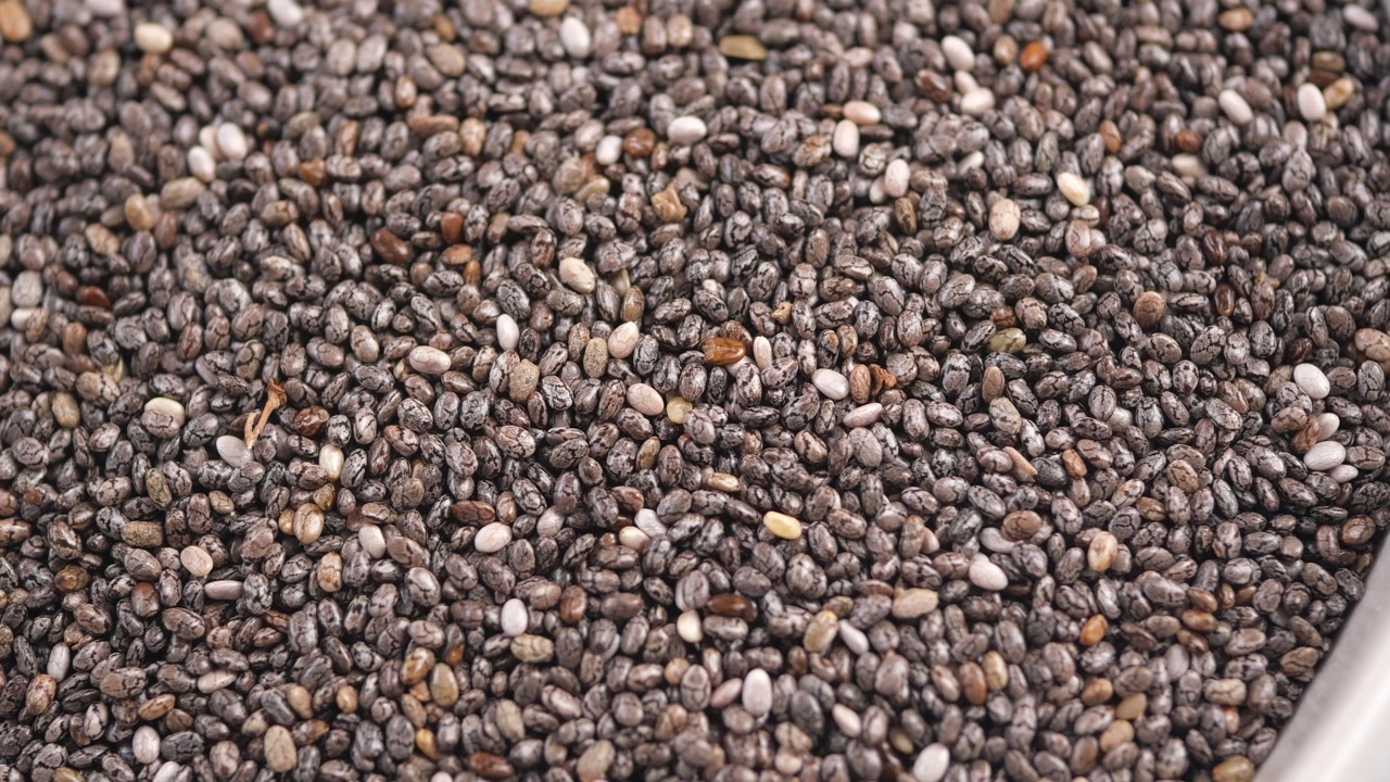 Organic Chia Seeds in a White Bowl