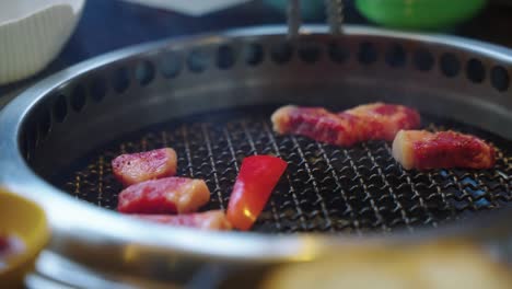 japanese wagyu beef on a grill, delicious food being barbecued close up 4k