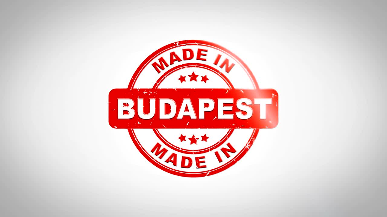 부다페스트에서 만들어진 서명 스핑 텍스트 나무 스프 애니메이션 은 잉크 깨한  종이 표면 배경에 녹색 매트 배경이 포함되어 있습니다.