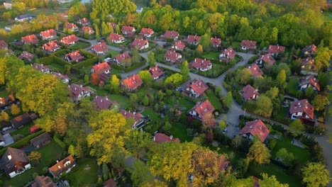 aerial view of residential houses at spring