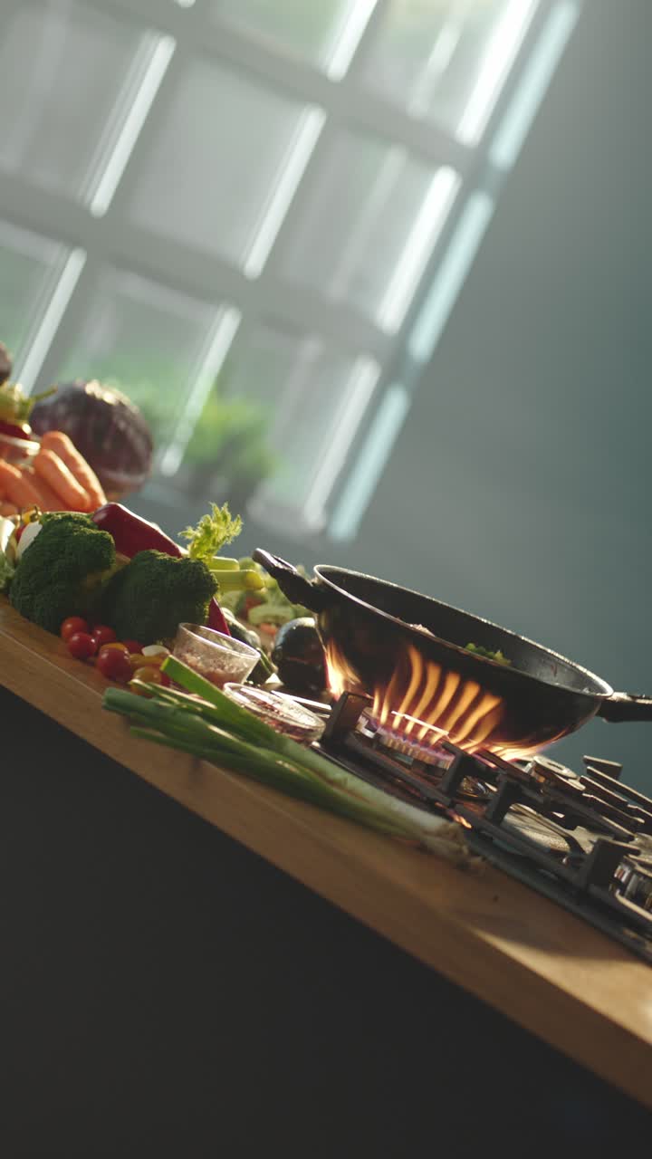Cooking vegetables in a wok