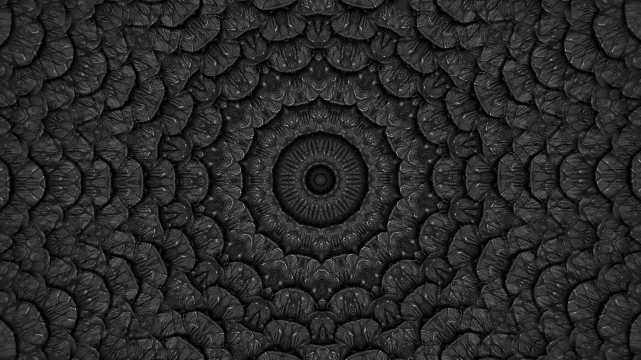 Parallax effect. Radial black snake skin background. Snake skin texture closeup. 4k zoom in video