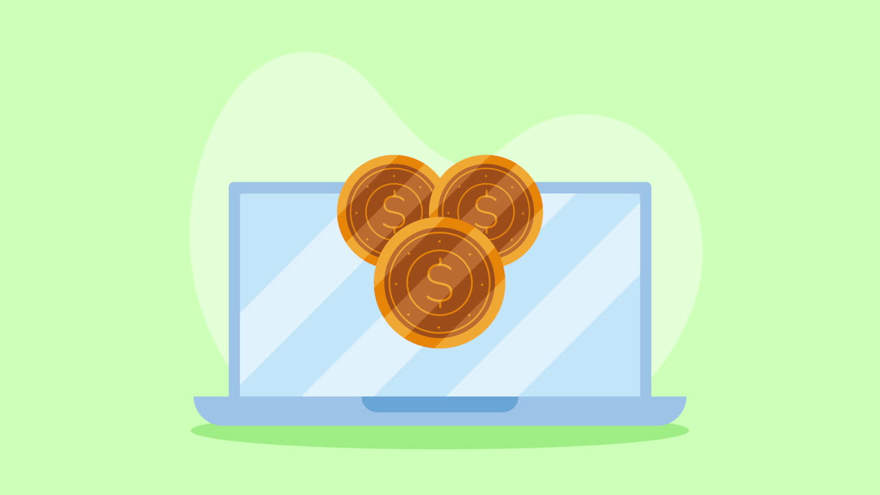 동전이 있는 노트북