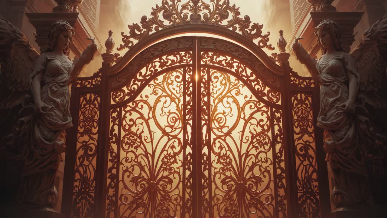 Ornate Gate with Angel Statues