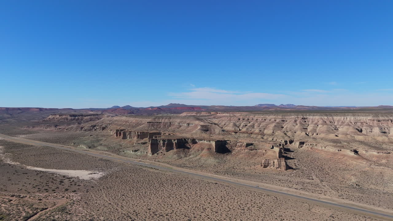 Aerial view of a desertic area in Chubut, Patagonia.
