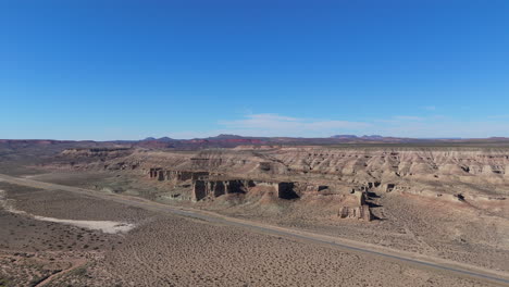 aerial view of a desertic area in chubut, patagonia.