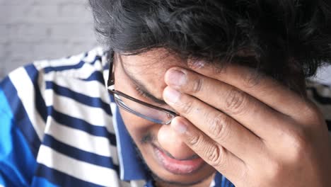 close-up of a stressed man