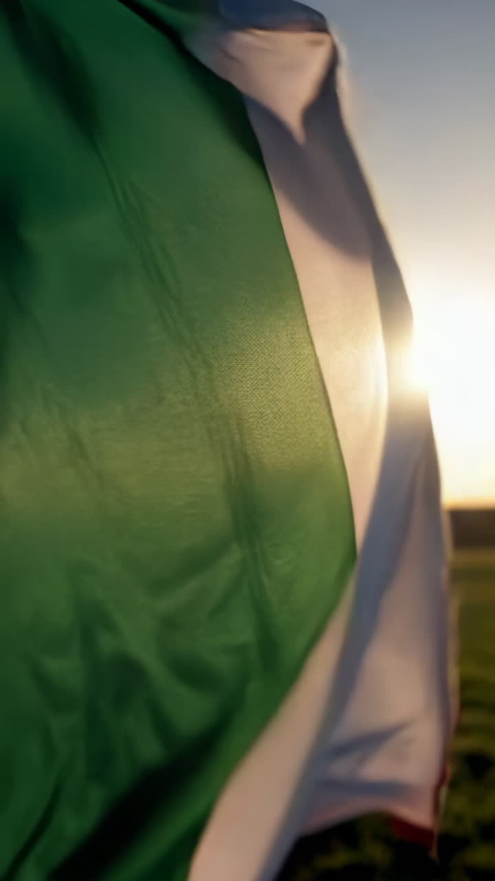 Italian Flag Waving in the Sunset