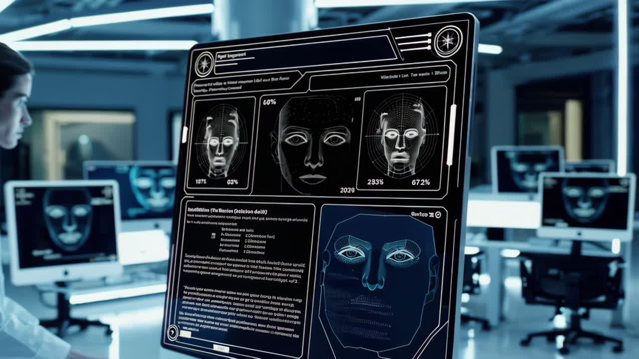 tecnología de reconocimiento facial en un laboratorio moderno