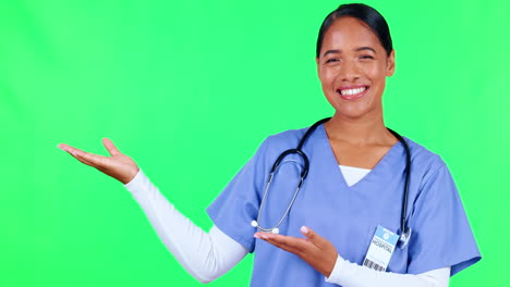señalando, mujer y médico en el estudio con verde