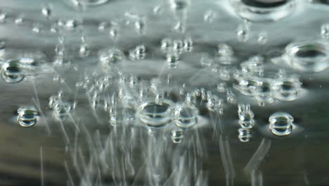 macro shot of various air bubbles in rising water