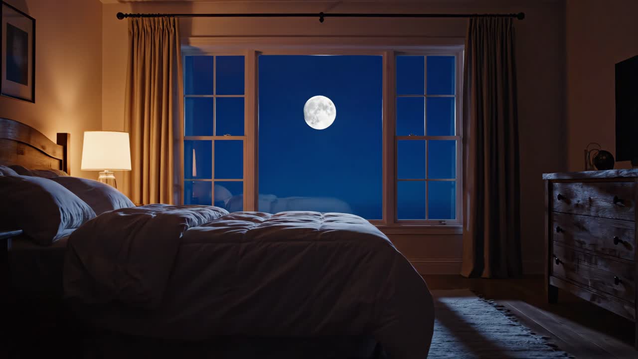 Moonlit Bedroom at Night