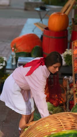 woman shopping for fall produce