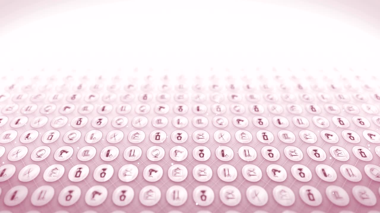 헤어드레스 아이콘 세트, 헤어 살롱 아이템 배경, cg 루프 애니메이션