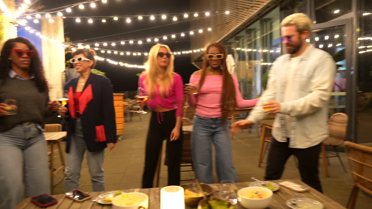 Friends Celebrating at an Outdoor Party