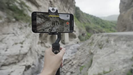 mobile phone video recording of a mountainous landscape