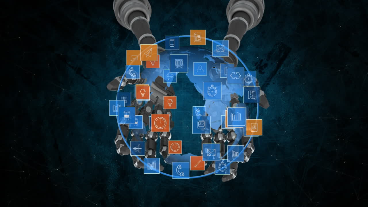 globo sostenido por brazos de robot