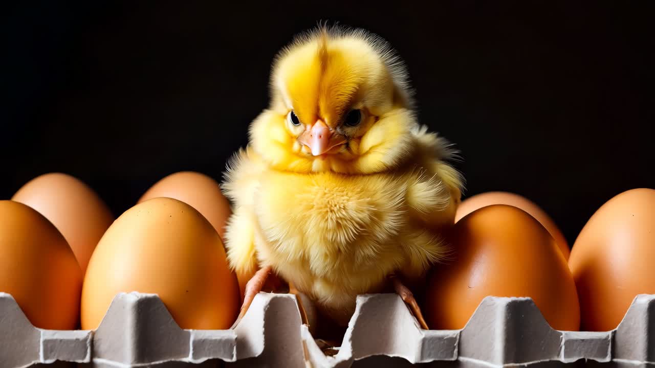 달의 상자 위에 앉아 있는 작은 노란