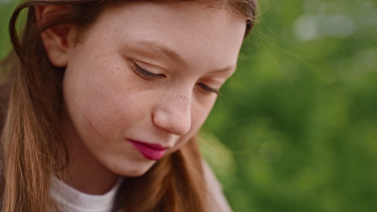 Close-up portrait of a thoughtful teenage girl