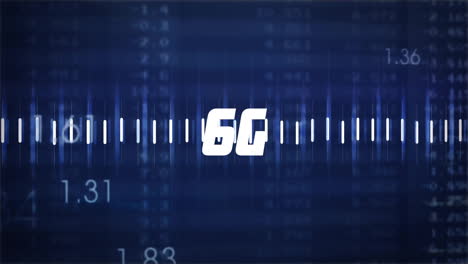 animación de texto 6g sobre datos financieros y gráficos de fondo