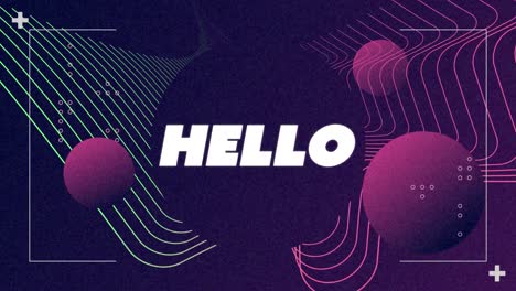 Digital-animation-of-hello-text-and-abstract-shapes-against-purple-background