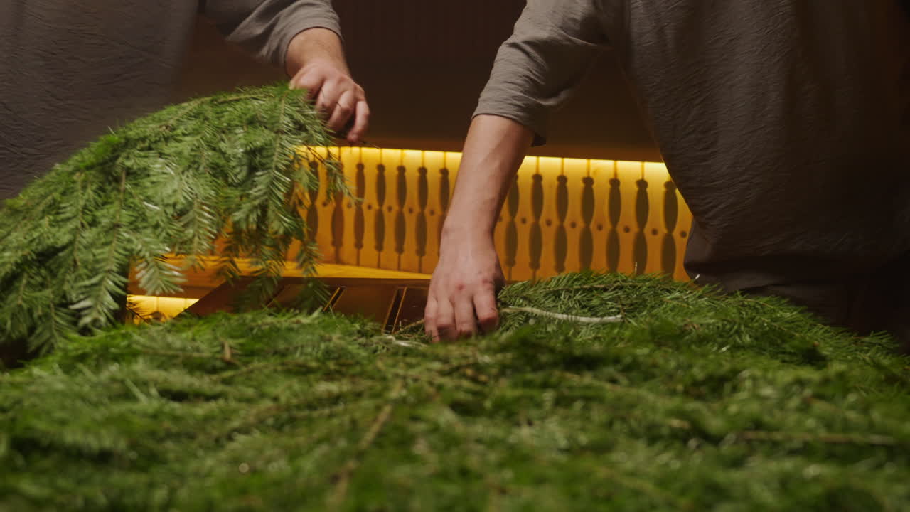 Preparing Fir Branches for a Sauna