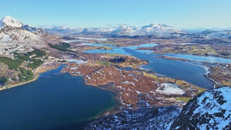 vista aérea de las islas lofoten hermoso paisaje durante el invierno
