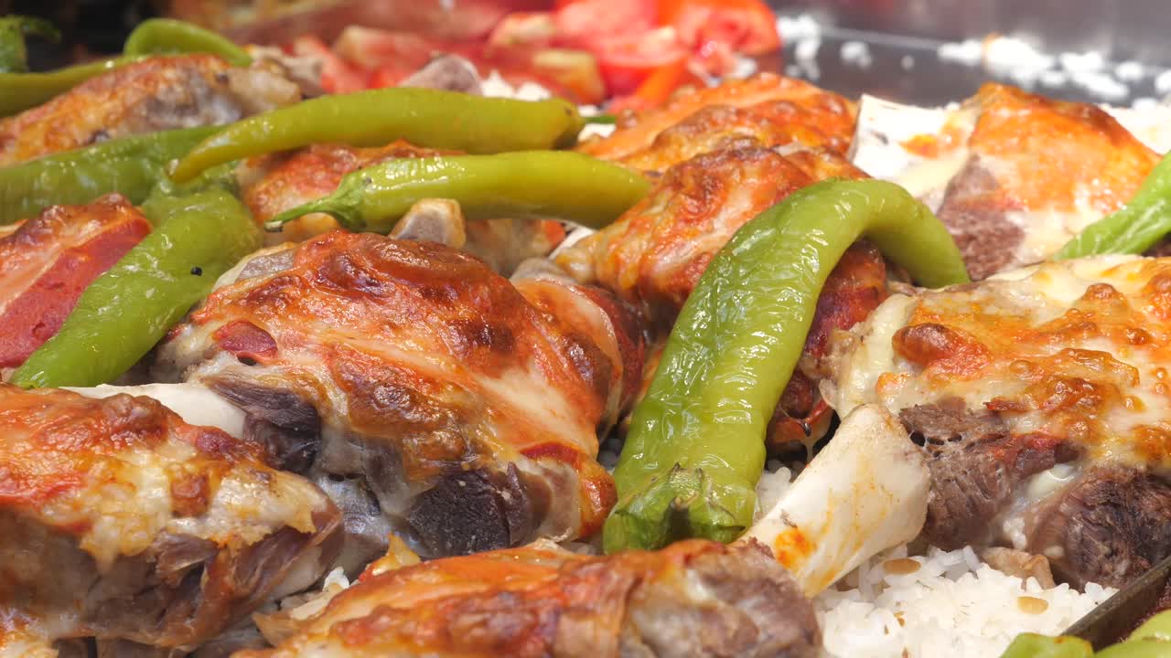 Grilled meat and peppers