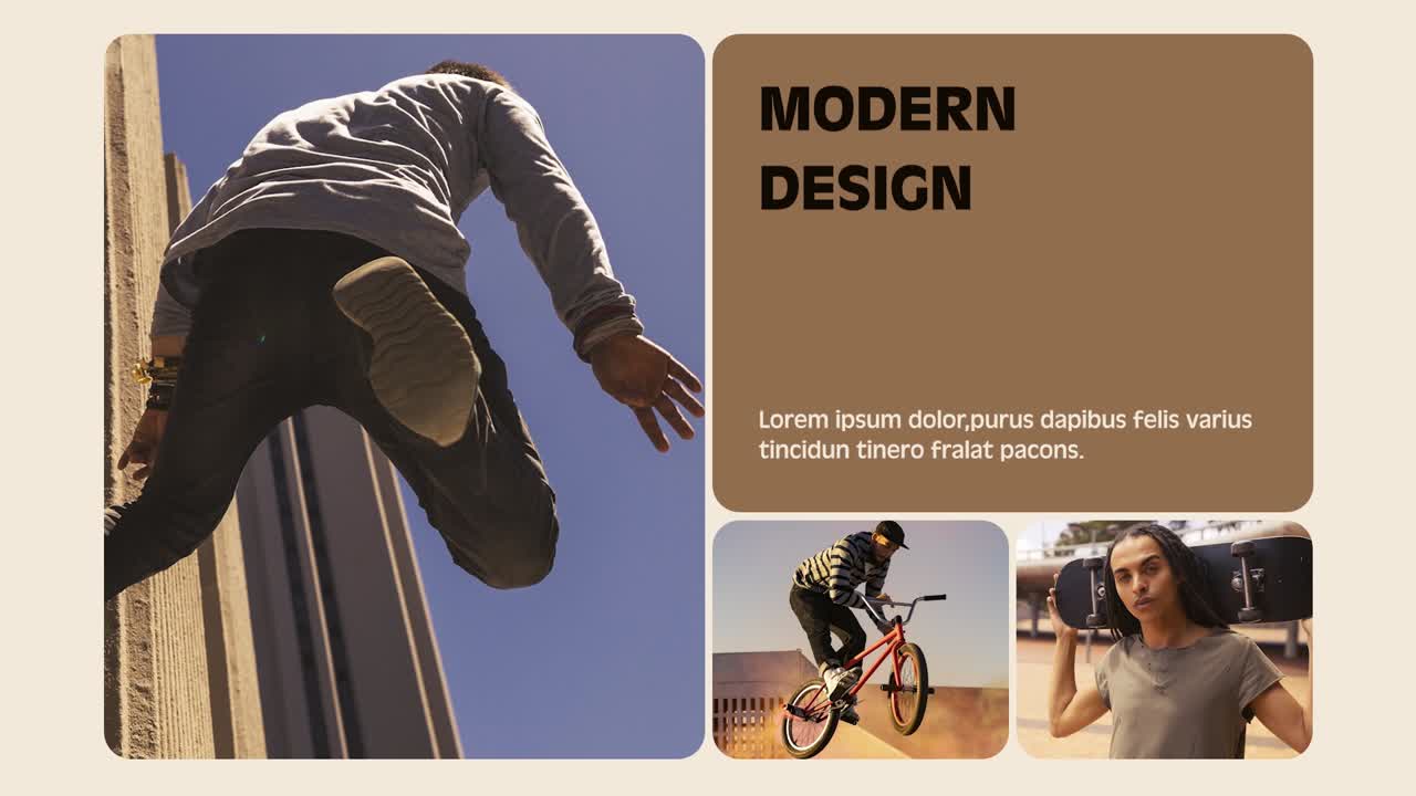 Presentazione moderna con skateboarding e BMX