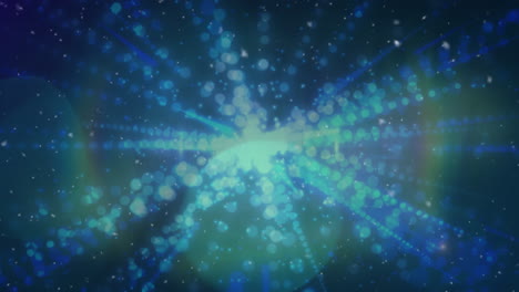 animación de nieve cayendo sobre luces azules brillantes