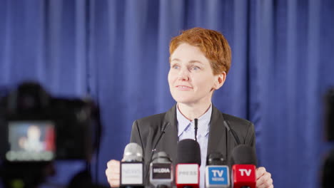 female politician giving speech on live tv