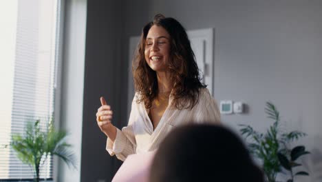 business meeting or conversation in an office setting