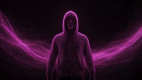 a captivating visual journey through a digital figure, beautifully surrounded by vibrant particles dancing in a dark expanse