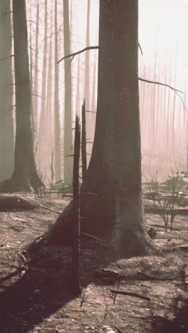 bosque quemado después de un incendio