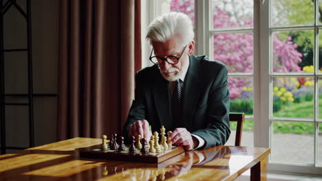 older man playing chess